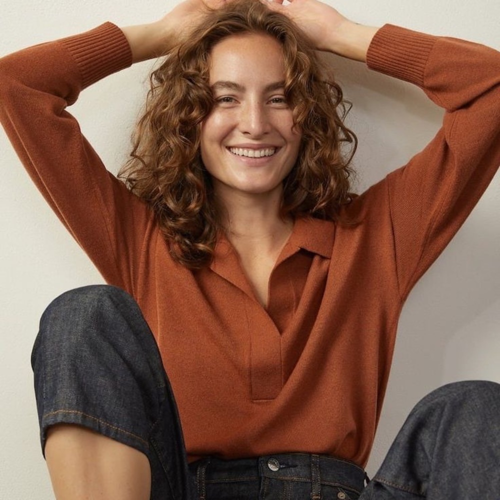 Like New Everlane The Cashmere Polo - M, Rust